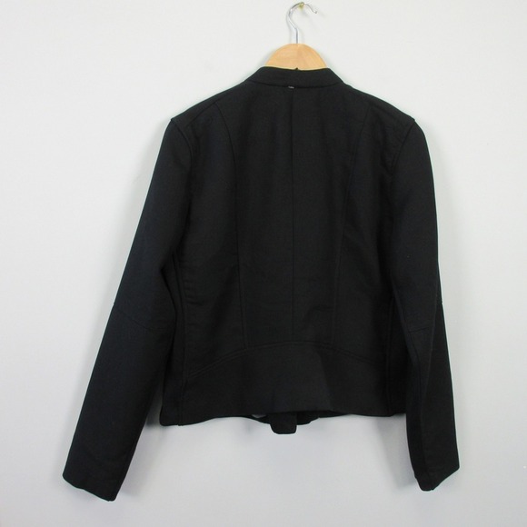 GAP Biker Jacket Women XL Black Cotton Blend Zip Up Moto Minimalist Luxury 780 - Picture 2 of 11